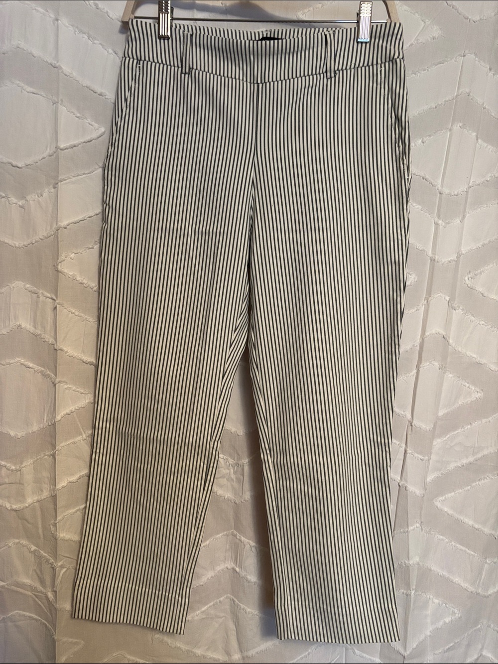 Hilary Radley Black and White Pinstripe Dress Pants